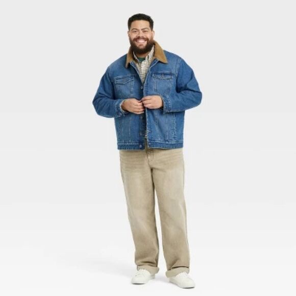 NWT Goodfellow & Co Denim Heavy Weight Trucker Jacket W/ Faux Fur Lining - Picture 7 of 10